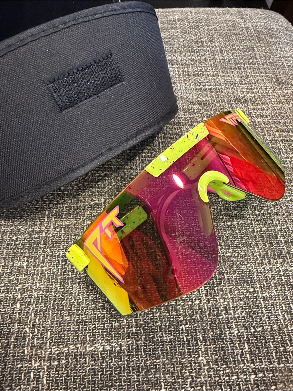 Pit Viper Sunglasses with Black PV2000 Case in Neon Yellow & Hot Pink 1993